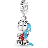 GNOCE Peanuts Linus Sitting with Blanket Pendant Dangle Charm Bracelet for Women, S925 Sterling Silver Dangle Charms for Women Wife, Valentine‘s Day, Mother’s Day Jewelry