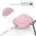 Airpods Case Cover - LEWOTE Airpods Silicone Cute Accessories [Protective Case, Anti-Lost Strap, Fur Ball Keychain] for Apple Airpod 1&2 (Pink)