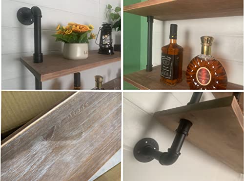 Industrial Pipe Shelves – 48" Floating Wall Shelf, Real Wood Plank & Black Metal Pipe, Rustic Farmhouse Style