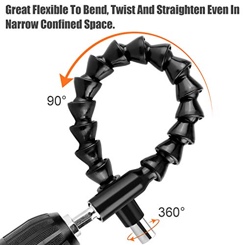 Apsung Flexible Drill Bit Extension Set, Magnetic Bendable Hex Head Shaft, Screwdriver Extension Holder for Power Drill Connect Tip Adaptor with 10 Pcs Screwdriver Bit, 1/4" Socket Screw Driver