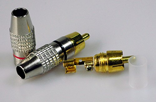 DCFun RCA Male Plug Adapter, Audio Phono Gold Plated Solder Connector, Hi End - 6-Pack - Thumbnail 3
