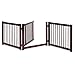 Giantex 24 inch Configurable Dog Gate with Door, Wooden Dog Gate with Walk Through Door, 3 Panels Folding Fence for Stairs, Doorways, Halls, Cherry Brown