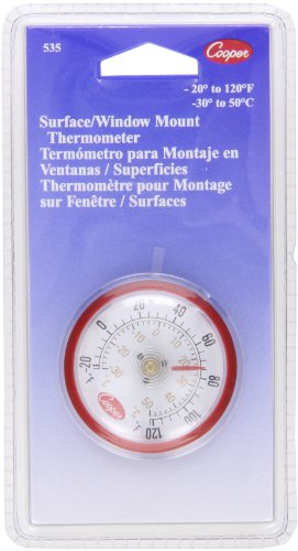 Cooper-Atkins 535-0-8 Cooler Thermometer with Magnet and Adhesive Tabs