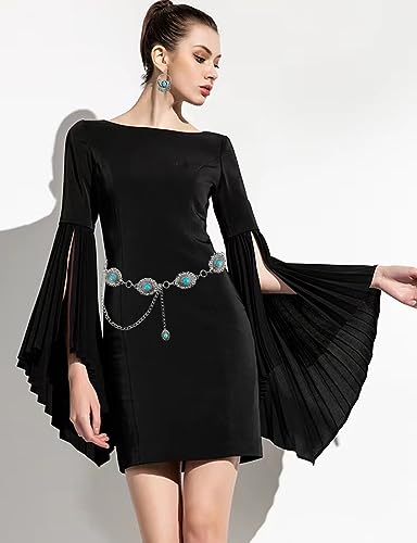 TOPACC Western Metal Concho Belt for Women Cowgirl Chain Belts for Dresses Jeans Country Concert Outfit
