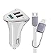 Car Charger, 3 Port USB [White] with 2-in-1 Lightning Micro USB Cable for iPhone 7 6S Plus 6 5SE 5S 5 5C 4S , Samsung Galaxy S7 S6 Edge, Note 5 4 S5 Tab S, LG G5 G4 HTC Nexus iPads pro portable