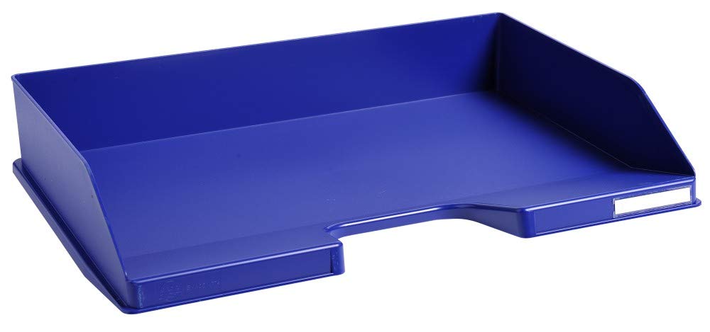 Exacompta - Ref 117104D - Office Letter Trays Combo - 255 x 365 x 65mm in Size, Suitable for A4 Landscape Documents, Label Holder for Identification, Stackable - Night Blue