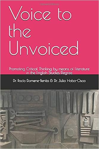 Voice To The Unvoiced Promoting Critical Thinking By Means Of Literature In The English Studies Degree Domene Benito Dr Rocio Haba Osca Dr Julia Amazon Com Books