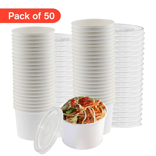 Smygoods 8oz Paper Soup Containers With Lids, Disposable Soup Bowls