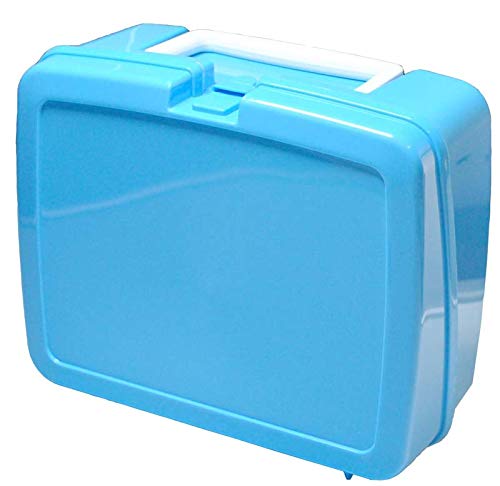 Sky Blue Plastic Lunchbox with White Handle