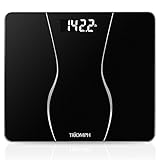 Triomph Precision Digital Body Weight Scale Bathroom Scale with Step-On Technology, 6mm Tempered Glass, 400 pounds Weight Loss Monitor, Black