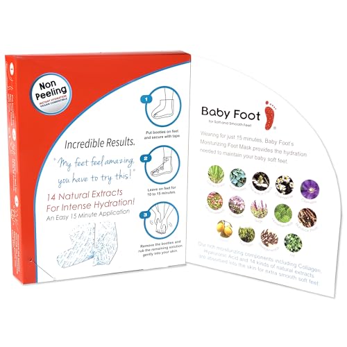 Baby Foot Unscented Non-Peel Moisturing Mask – Hydrate and Refesh in 15-Minute - No Pain Feet Treatment - For Men and Women - Smooth and rich moisturizer for Baby Soft Feet