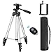 Phone Tripod with Wireless Remote, Eocean 50inch Universal Tripod for Cellphone, Gopro and Camera with Universal Phone Mount Holder, Compatible with iPhone 11 Pro Max/Galaxy Note 9/S9/Google (Silver)