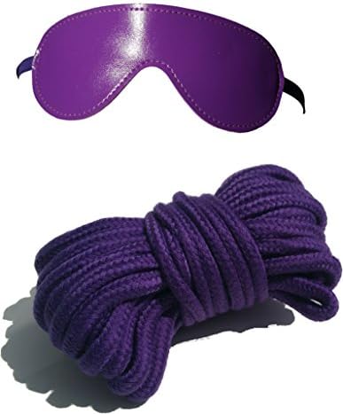 Purple Soft Rope Blindfold Set 10 Meters 32ft Multi-Purpose Washable Braided Cord with Colour Matching Blind Fold