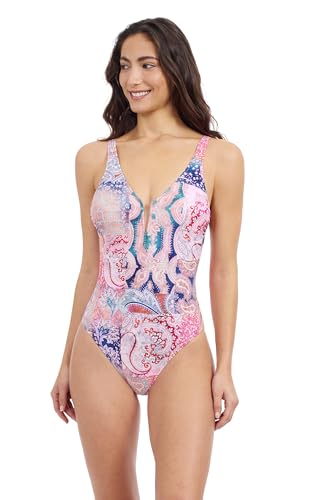Profile by Gottex Women's Standard Karma V Neck One-Piece Swimsuit, Multi
