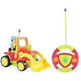 FunsLane Cartoon R/C Construction Truck 2CH Radio Control Toy for Toddlers Red