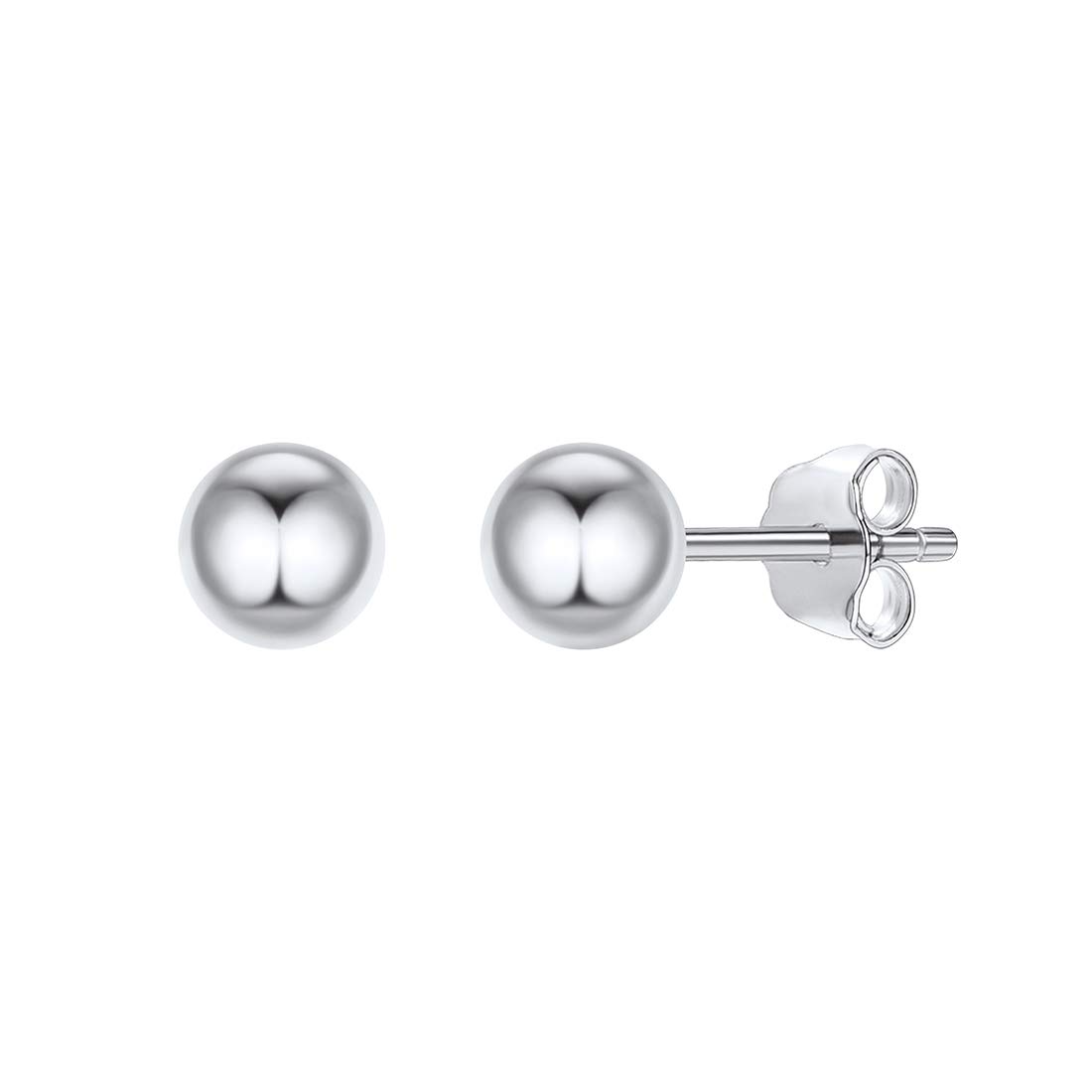ChicSilver Silver Ball Stud Earrings for Women 925 Sterling Silver Sleeper Cartilage Studs 5mm Round Earring