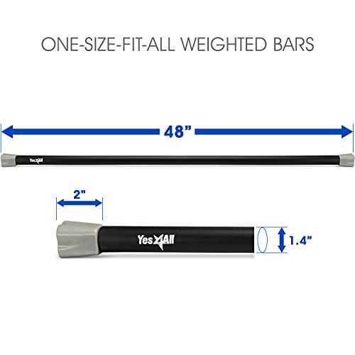 Yes4All Total Body Workout Weighted Bar / Weighted Workout Bar Great for Physical Therapy, Aerobics and Yoga Weighted Exercise Bar Sports & Outdoors, Sports & Fitness, Exercise & Fitness, Strength Training Equipment, Bars