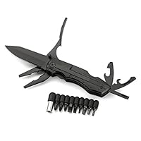 ShengHai 10-in-1 Multitool Pliers, Multi-Purpose Folding Knives Keychain Pliers for Outdoor Survival, Camping, Fishing, Hiking, Black Oxide Stainless Steel, Great Gift Idea (Black)