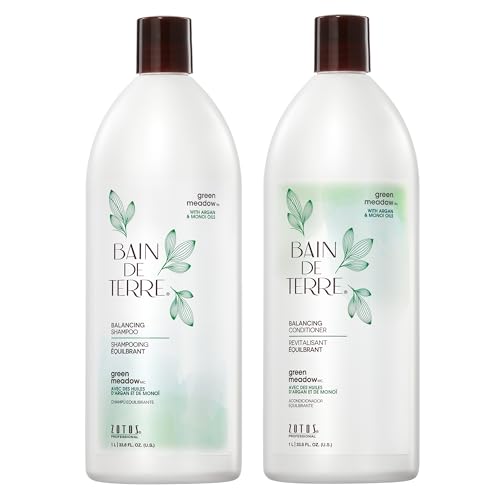 Bain de Terre Balancing Shampoo & Conditioner Set | Green Meadow | Normal to Oily Hair | Paraben Free | 33.8 Fl Oz