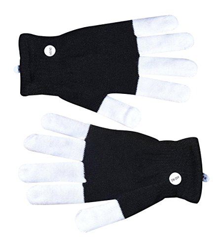 Gants LED, Jouets Lumineux et Multicolores avec 6 Modes d’Eclairage Super pour Soirées, Concerts, Bals, Fêtes, Boîtes et Autres, Alimentés par Batteries