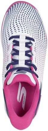 Mujer Skechers Viper Court Reload Slip-In ENTRENADOR, White Synthetic/ Navy Textile/ Pink Trim, 37 EU