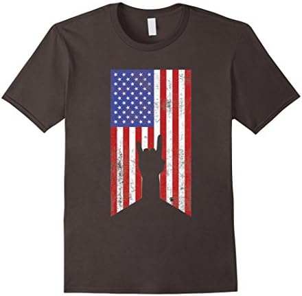 Mens American Flag Patriotic Rock T-shirt Small Asphalt
