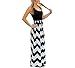 Yidarton Womens Wave Striped Summer Beach Dress Party Long Maxi Dresses Black Medium