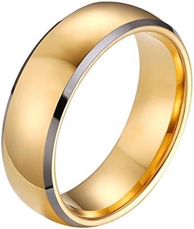JJWW Men's Simple Style Golden Tungsten Carbide Ring (8)