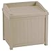 Suncast 22-Gallon Small Deck Box - Lightweight Resin Indoor/Outdoor Winter Storage Container and Seat for Ice Melt, Sand, Salt, Snow De-Icers - Store Items on Patio, Garage, Yard - Taupe