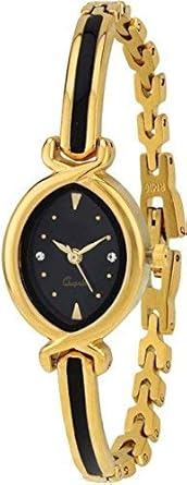 Cloudwood Analogue Dial Black & Gold Luxury Women's Bangle Watch-W145