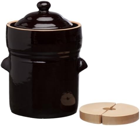 EuroQuest Imports Fermenting Crock with Stone, 5-Liter