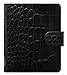 Filofax Classic Croc Print Leather Organizer Agenda Calendar with DiLoro Jot Pad Refill (Pocket Ebony 2019-2020)
