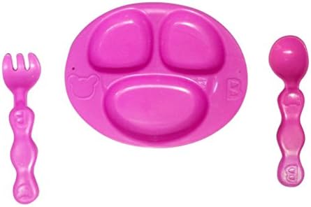 artsky 3 PCS Dinnerware Set Bowl Spoon Fork for Barbie Play Toys for Baby Girl