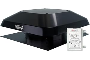 Quietcool AFR PRO-1.3 Roof Mount Attic Fan - 1266 CFM - Adjustable Thermostat - 20ft Power Cord - Plug-and-play - Two Speed
