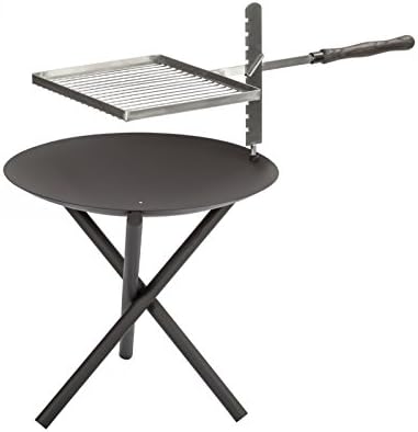 Modern Style Outdoor Portable Steel Wood Fire Pit Fire Pit with Grill Included (Materials: Steel, Color: Grey/Silver)