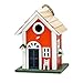 MEWANG Hanging Colourful Birdhouse Garden Country Cottages Bird House Condo Wooden Red Height 9.7