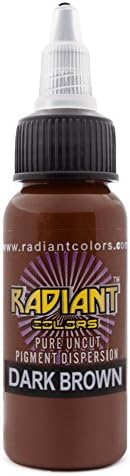 Radiant Colors Tattoo Ink Professional Tattooing Inks Fluid Vegan Pigments 1/2 oz Half Ounce Dark Brown