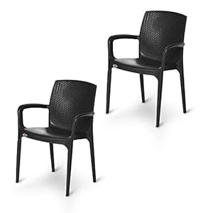 Supreme Texas Plastic Chairs for Home, Outdoor & Garden (Set of 2, Black)