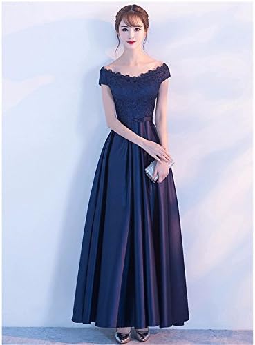 Amazon Co Jp ノーブランド ロングドレス 演奏会 結婚式 オフショルダー パーティドレス ワンピース 上品 カラーフォーマル 大きいサイズ 代 30代 40代 謝恩会 発表会 演奏会 ネイビー 服 ファッション小物