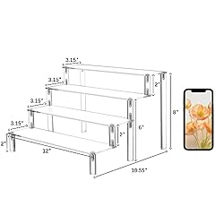 Acrylic Riser Display Stand, Clear 4 Tier Shelf For