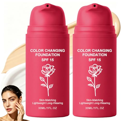 Color Changing Foundation Korea, 2026 New Skin Tone Adapting Liquid Foundation, Moisturizing Concealer Brighten Foundation for Self Adjusting Natural Finish All Skin Types (2Pcs)