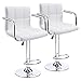 Homall Modern PU Leather Swivel Adjustable Barstools,Synthetic Leather Hydraulic Counter Stools Square Height Bar Stool with Arms Set of 2 (White)
