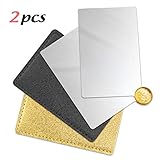 IBEET 2Pack Unbreakable Stainless Steel Makeup Mirrors,Vanity Mirror small for Purse Handbag Travel, Cosmetic Rectangular Handheld Compact Pocket Mirror Tiny Wallet Mirror Plate for Makeup, Black&Gold