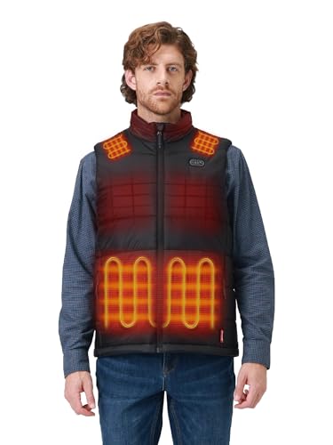 ORORO Men’s Heated Vest with 7 Heat Zones, Dual-Control Heating Vest with USB-C Rechargeable Battery