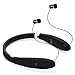 Dostyle Bluetooth Headset Wireless Neckband with Retractable Earbuds Bluetooth Headphones (Black)