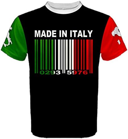 WorldX Mens Made in Italy Italian Italia Emblem Country Barcode Flag Sport T-shirt