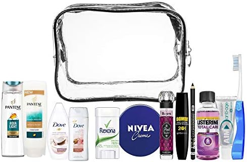 Women13pcs Convenience Travel Essentials kit, Travel Set Suitable for Cabin Luggage, Vacation and Business Trips, Comprising All Necessary Personal Care Branded Products, in a PVC Vanity case
