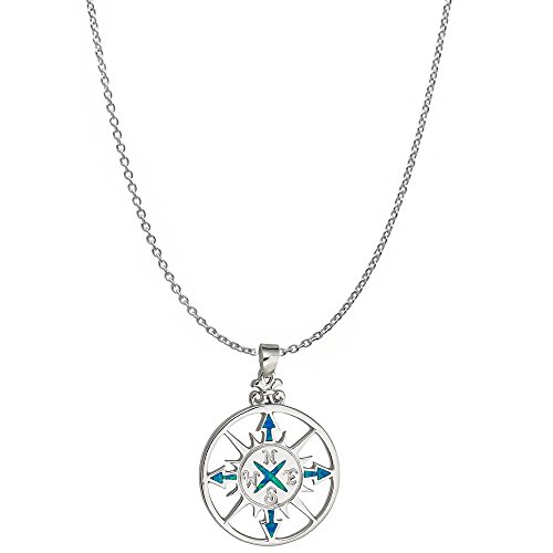 Sterling Silver Rhodium Created Opal Compass 18" DC Cable Chain Necklace