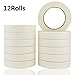 1 Inch White Masking Tape Bulk 12 Packs 60.1 Yards (720 Total Yards) for Multi Purposes, Easy Peel and Tear, for Painting, Home, Office