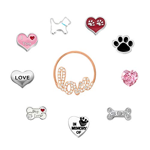 10 Pcs Dog Floating Charms for Glass Living Memory Lockets Necklace Bracelet